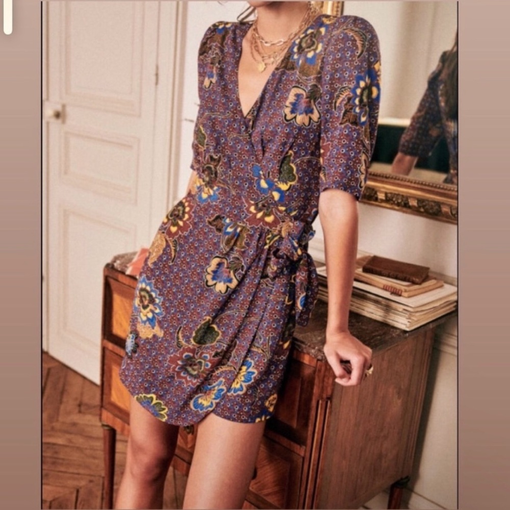 Sezane Floral Wrap Doha Dress